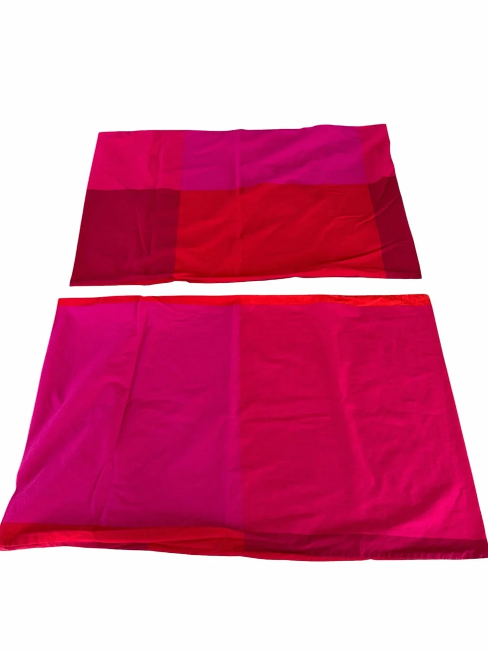 Y2K IKEA Brunkrissla 3-Piece Full Duvet Cover Set Pink Orange Plaid 100% Cotton